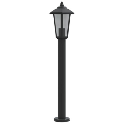 Lampy ogrodowe na słupku, 3 szt, czarne, 80 cm, stal nierdzewna