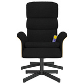 vidaXL Rozkładany fotel masujący z podnóżkiem, czarny, obity tkaniną