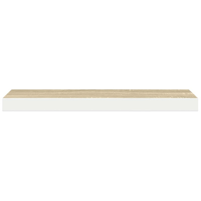 vidaXL Półki ścienne, 2 szt., dębowo-białe, 80x23,5x3,8 cm, MDF