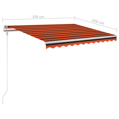 Automatycznie zwijana markiza, LED i czujnik wiatru, 350x250 cm