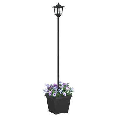 Lampka solarna z donicą with LED Bulb Czarny 32 x 32 x 158 cm