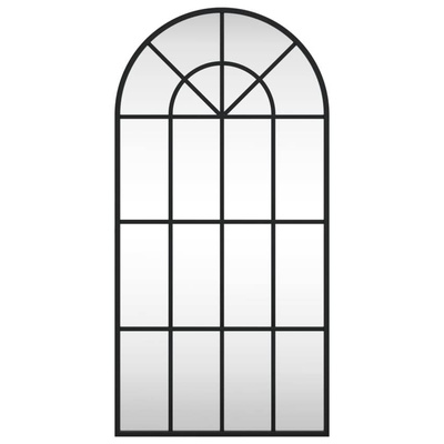 vidaXL Lustro ścienne, czarne, 40x80 cm, zakończone łukiem, żelazo
