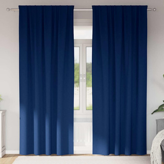 Firany blackout z kółkami 2 pcs Ciemnoniebieski 260 x 140 cm