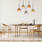 Lampa wisząca Glaxi szklane kolorowe klosze 5xGX53 nad stół do salonu i jadalni