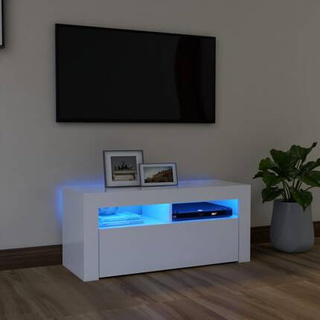 vidaXL Szafka pod TV z oświetleniem LED, biała, 90x35x40 cm