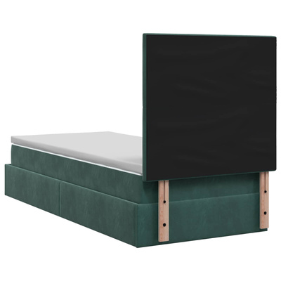 Łóżko ottoman z materacem Ciemnozielony 90 x 200 cm Welur