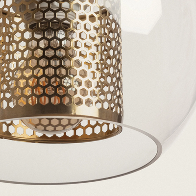 Lampa Wisząca Złota Szklana Abruzzo Nobile E27