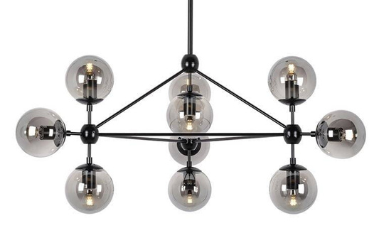 Lampa wisząca PLANETARIO 10  czarna klosze dymione