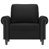 Fotel, czarny, 60 cm, obity sztuczną skórą