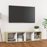 vidaXL Szafka pod TV, biel i dąb sonoma, 142,5x35x36,5 cm