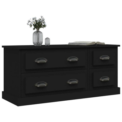 vidaXL Szafka pod TV, czarna, 100x35,5x45 cm, materiał drewnopochodny