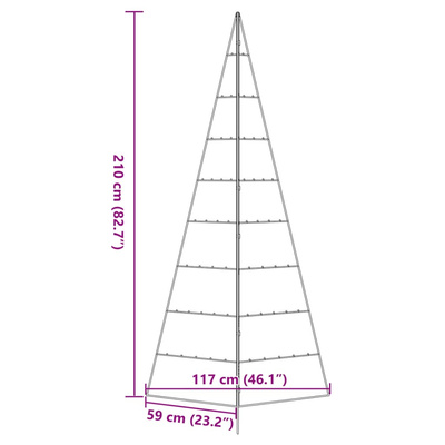 Metalowa choinka świąteczna, do dekoracji, czarna, 210 cm