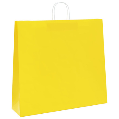 Torby papierowe 250 szt. z uchwytami żółte 54x15x49 cm
