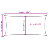 Żagiel przeciwsłoneczny, 160 g/m², jasnoszary, 3x4,5 m, HDPE
