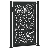 Brama ogrodowa czarna 100x150 cm Stalowy wzór płomienia