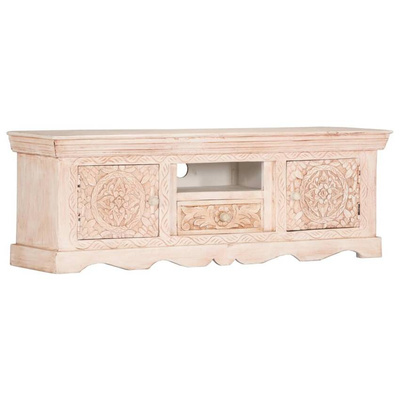 vidaXL Szafka pod TV, biała, 120 x 30 x 40 cm, lite drewno mango