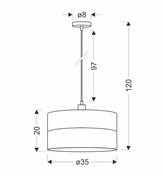 Grosseto Lampa Wisząca Czarny 1X60W E27 Abażur Duo Szaro Beżowy+Miętowy