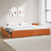 Ramka łóżka Woskowy Brąz 200 x 200 cm Lite drewno sosnowe