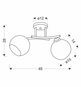 Lampa wisząca Manon podwójna metalowo-szklana z bursztynowym kloszem