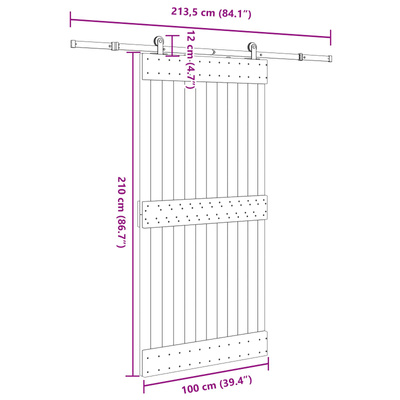 Drzwi przesuwne NARVIK 100 x 210 cm (213,5 cm)