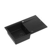 EVAN 111 GraniteQ zlewozmywak z syfonem Push 2 Open 1-komorowy z/o (860x500x210) pure carbon / elementy pure carbon