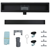 2 w 1 Odwodnienie prysznicowe Czarny 80 cm Stal nierdzewna 304