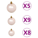 vidaXL Sztuczna choinka z lampkami i bombkami, zielona, 150 cm, PVC model standard