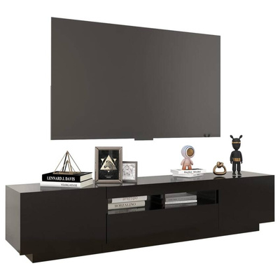 Szafka pod TV z oświetleniem LED, czarna, 180x35x40 cm vidaXL