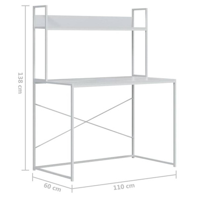 vidaXL Biurko komputerowe, białe 110x60x138 cm materiał drewnopochodny