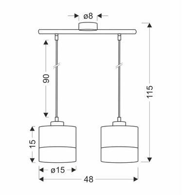 Porto lampa wisząca czarny 2x60w e27 abażur czarny+fornir