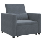 Rozkładana sofa jednoosobowa z kółkami ciemno szary Aksamit