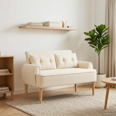 Sofa dwuosobowa z guzikowym pikowaniem kremowy 117 x 67 x 77 cm