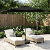 Parasol ogrodowy z podstawą 300 x 300 cm Poliester Prostokątny