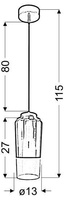 Lampa sufitowa wisząca 1X60W E27 fioletowy TUBE 31-51288