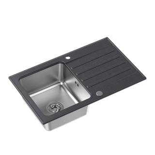 KENNETH 111 Fusion GraniteQ black dotted (czarny) z komorą stalową (780x480x190) z syfonem manualnym i zaślepką