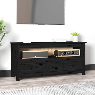 vidaXL Szafka pod TV, czarna, 114x35x52 cm, lite drewno sosnowe