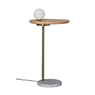 Lampa Podłogowa drewniany stolik ze szklaną kulą G9 Abruzzo Meblo