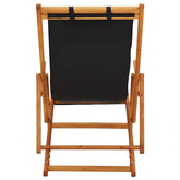 vidaXL Składany leżak, lite drewno eukaliptusa i czarna tkanina