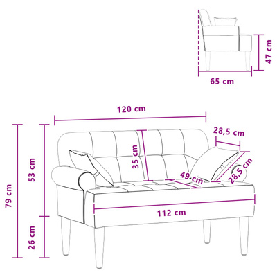 Sofa dwuosobowa z guzikowym pikowaniem Czarny 120 x 65 x 79 cm