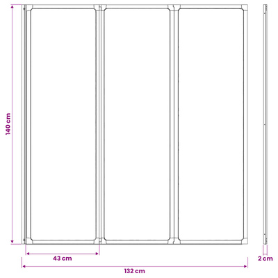 Parawan prysznicowy Czarny 132 x 2 x 140 cm Aluminium i PP