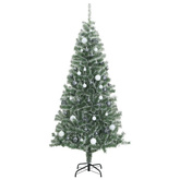 Sztuczna choinka z 300 LED, bombkami i śniegiem, 240 cm vidaXL