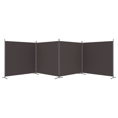 Parawan 4-panelowy, brązowy, 698x180 cm, tkanina