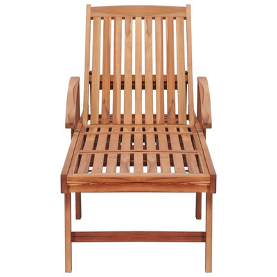 vidaXL Leżak z kremową poduszką, lite drewno tekowe