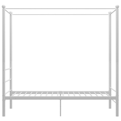 vidaXL Rama łóżka z baldachimem, biała, metalowa, 90 x 200 cm