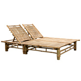 vidaXL 2-osobowy leżak z poduszkami, bambusowy