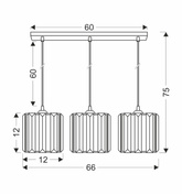Glassia Lampa Wisząca Czarny 3X40 E27 Klosz Czarny+Kryształy Bezbarwne