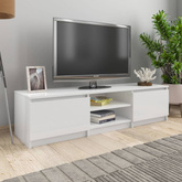 vidaXL Szafka pod TV, wysoki połysk, biała, 140x40x35,5 cm