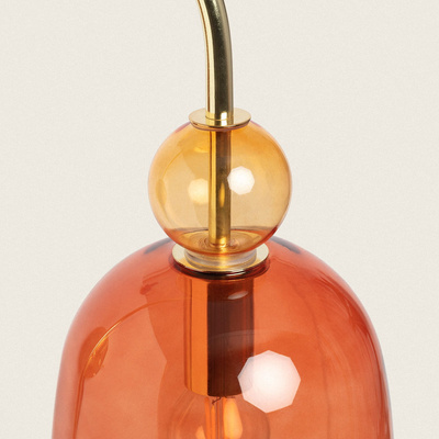 Kinkiet Szklany Czerwony E14 15cm Abruzzo Koloreno