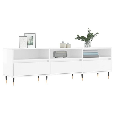 vidaXL Szafka pod TV, wysoki połysk, biała, 150x30x44,5 cm