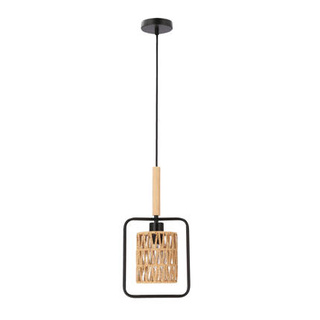 Lampa wisząca z abażurem Crown beżowy pleciony do salonu
